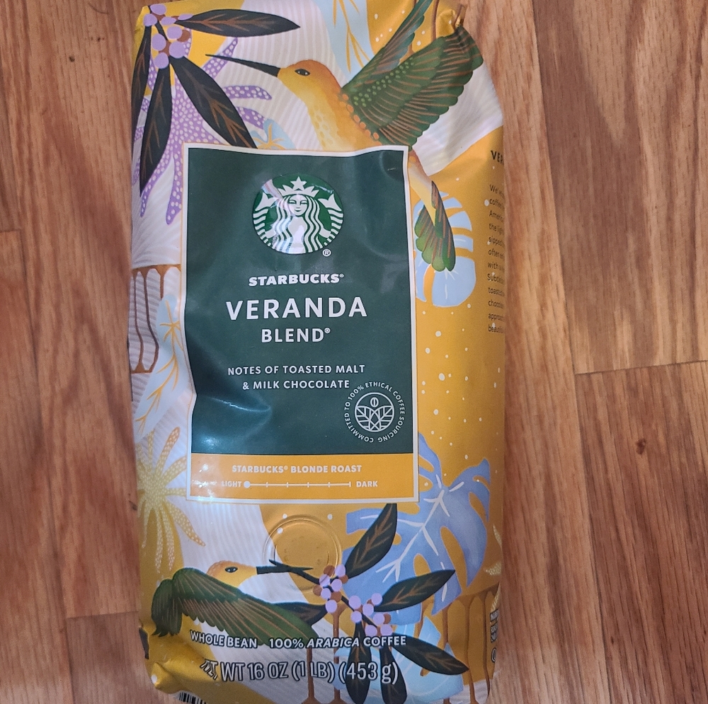 Starbucks Veranda Blend Coffee Bag with Green and Gold